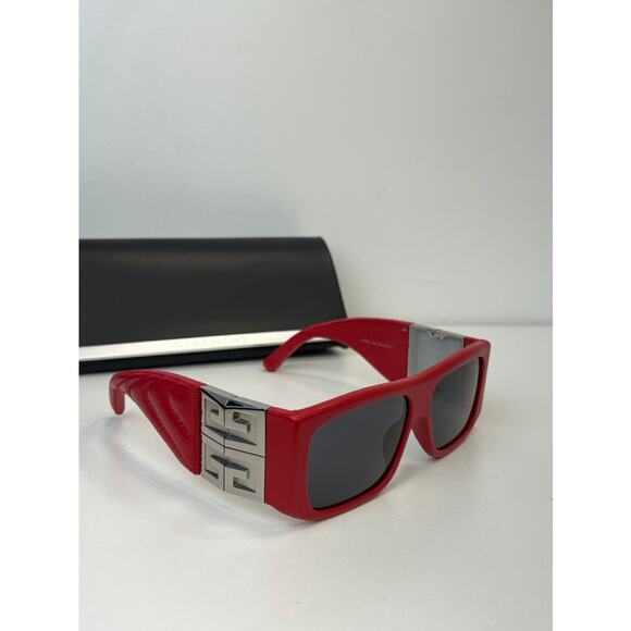 NEW Givenchy GV40034I Red Leather Sunglasses $900 - Picture 4 of 5